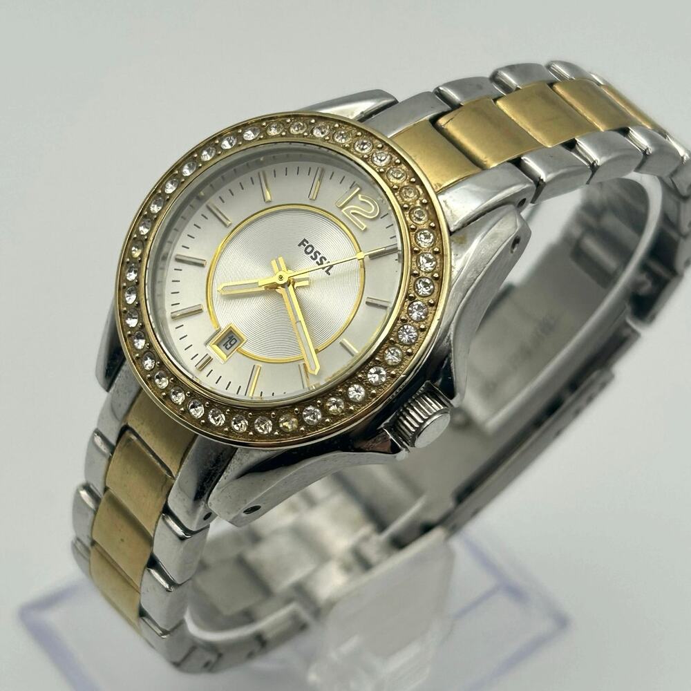 Fossil Riley Mini ES2880 Two Tone Women’s Quartz Watch Working New Battery